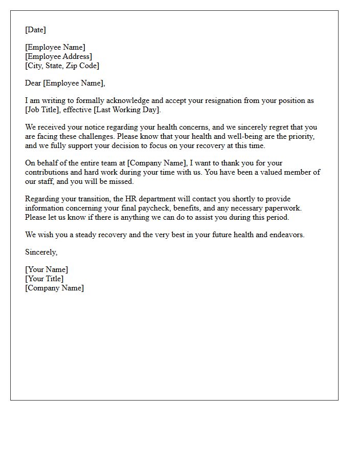 Compassionate Health-Related Resignation Acceptance Letter