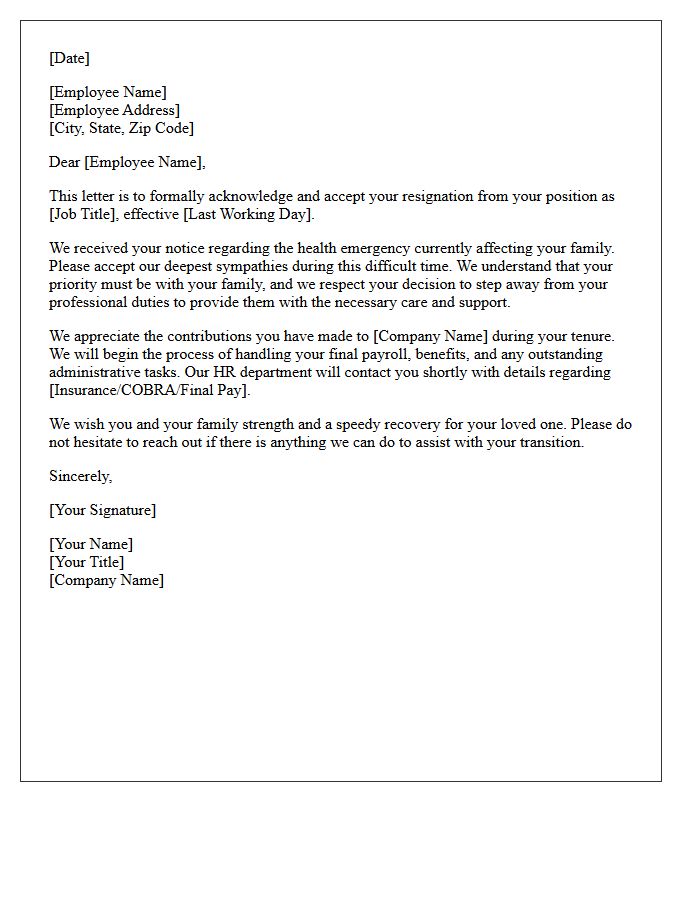 Family Health Emergency Resignation Acceptance Letter