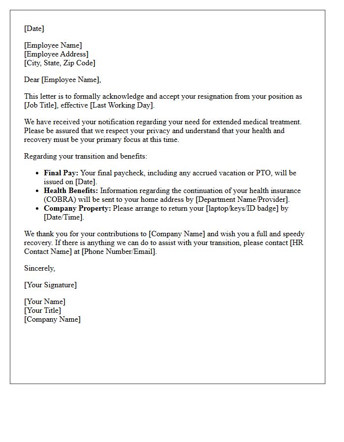 Extended Treatment Health-Related Resignation Acceptance Letter