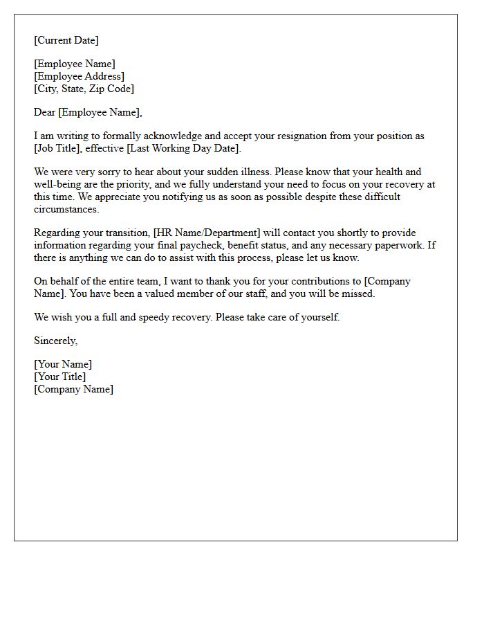 Sudden Illness Health-Related Resignation Acceptance Letter