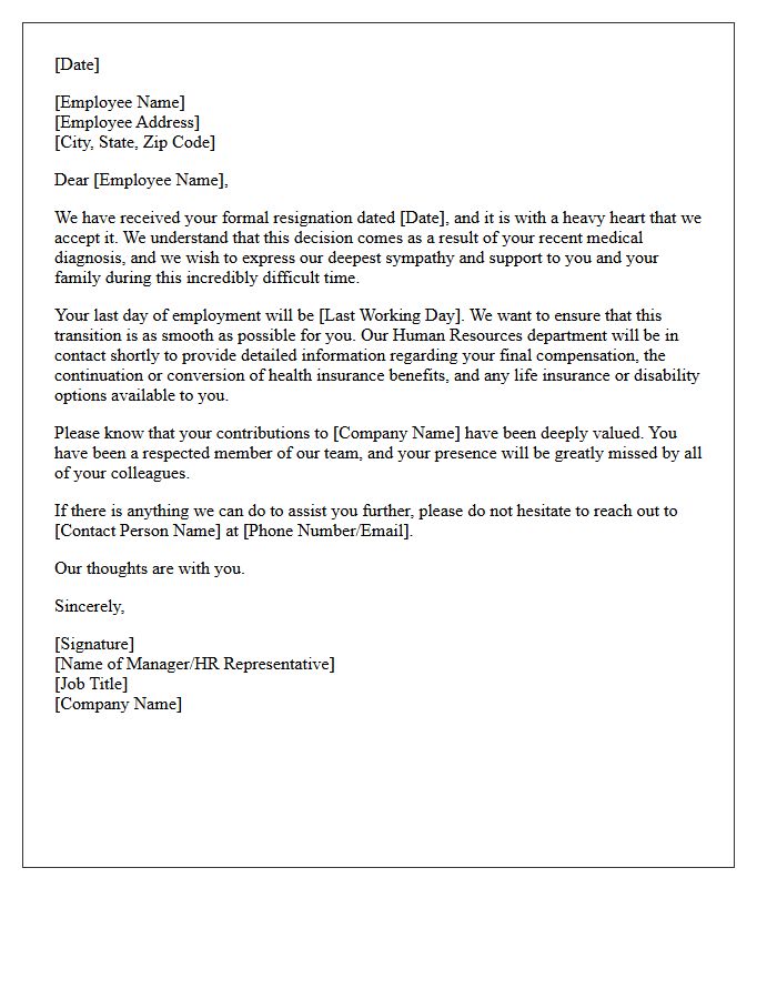 Terminal Illness Compassionate Resignation Acceptance Letter