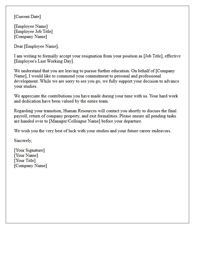 Resignation Acceptance Letter for Further Education