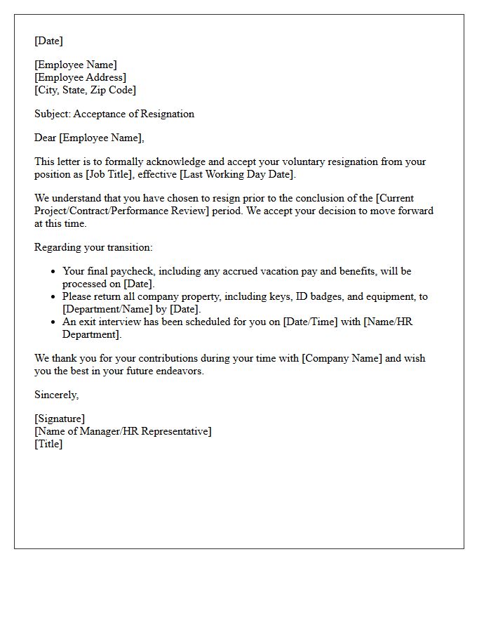 Pre-Termination Voluntary Resignation Acceptance Letter