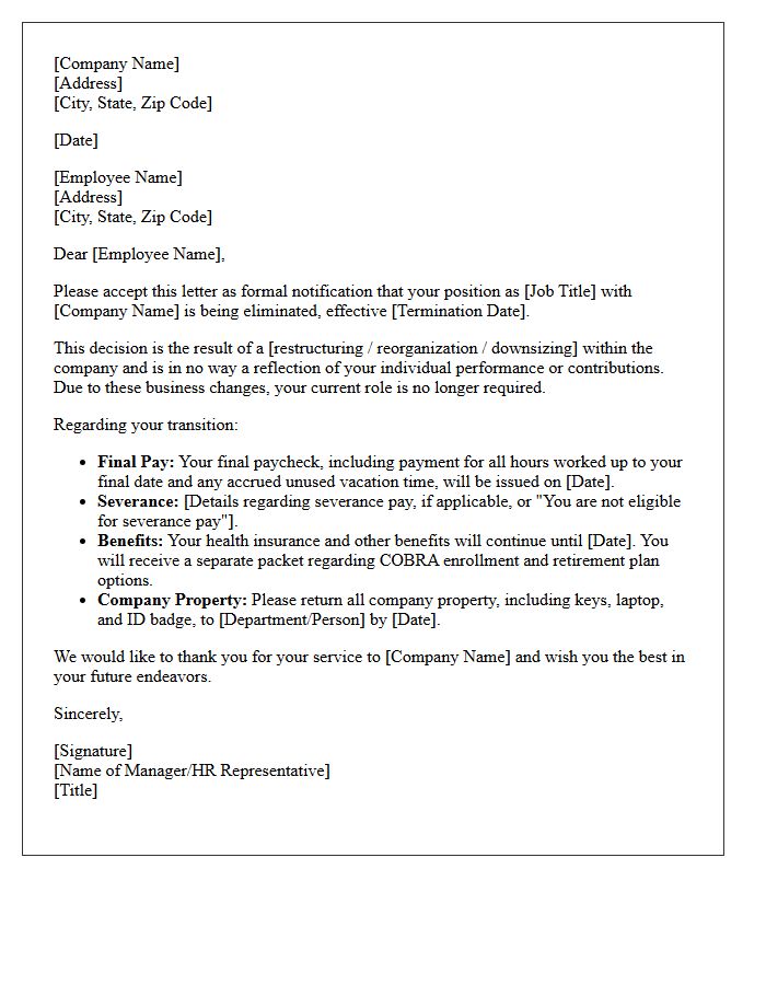 Position Elimination Termination Letter