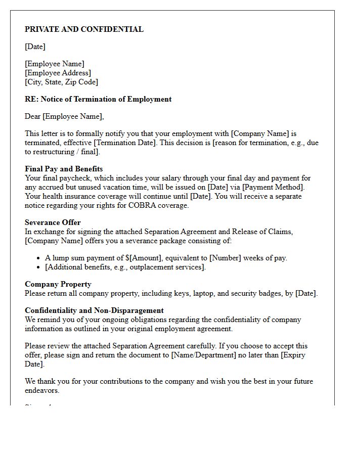 Severance Agreement and Termination Letter