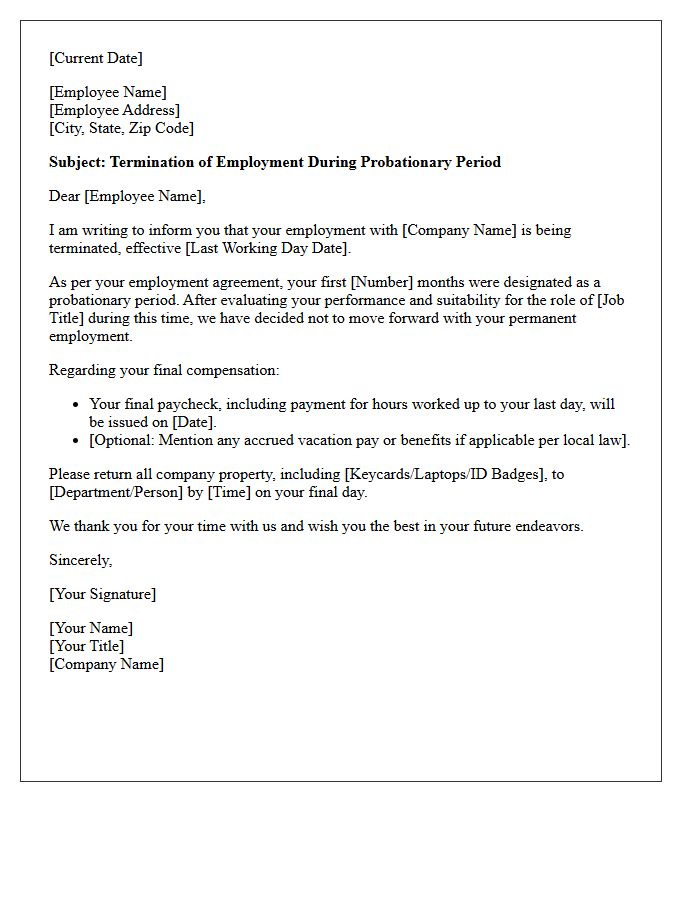 Probationary Period Termination Letter