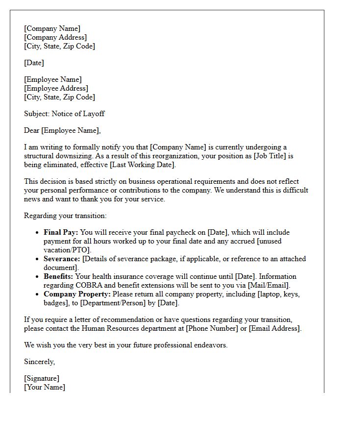 Layoff Due to Downsizing Letter