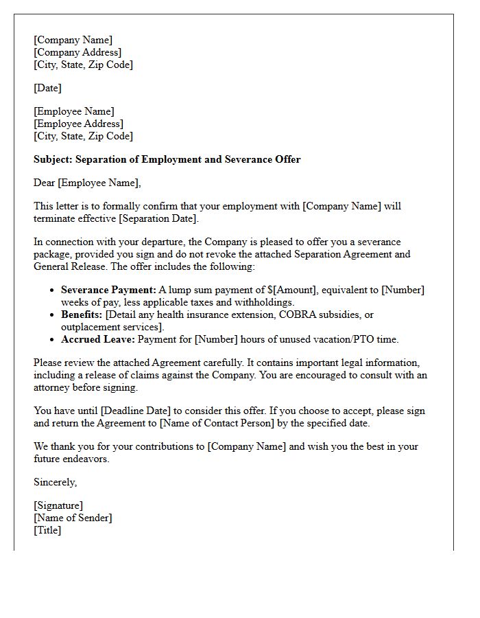 Severance Agreement Offer Letter