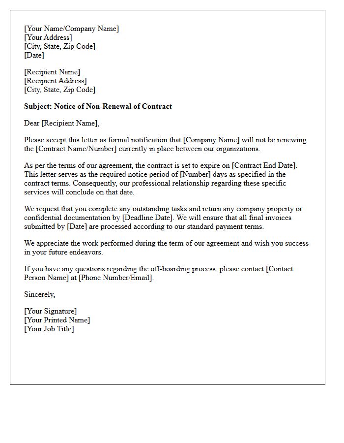 Contract Non-Renewal Notice Letter