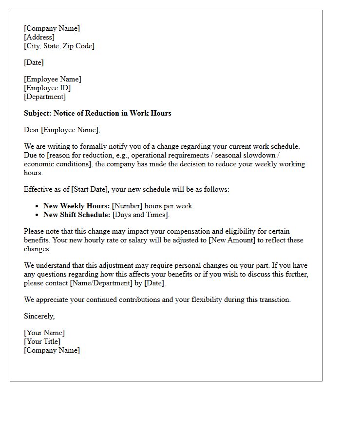 Notice of Shift Reduction Letter