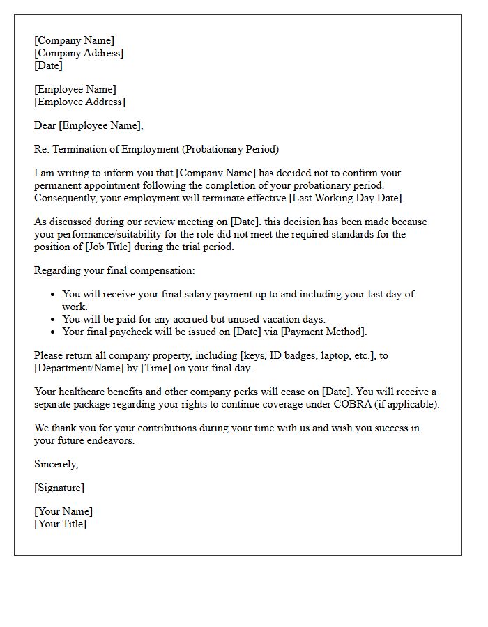 Standard End Of Probationary Period Termination Letter