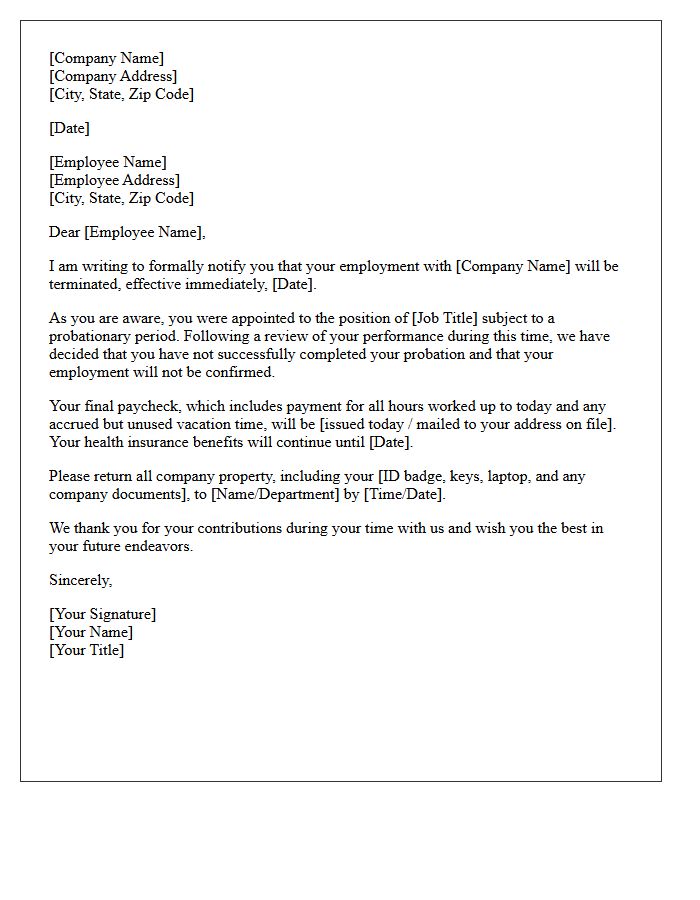 Formal End Of Probationary Period Termination Letter