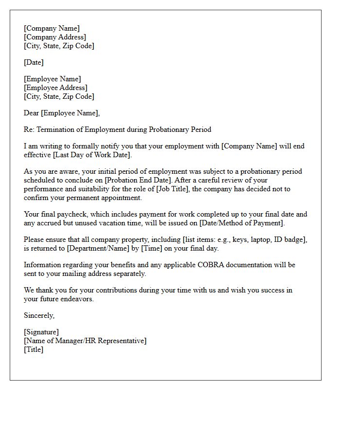 Discharge At End Of Probationary Period Letter
