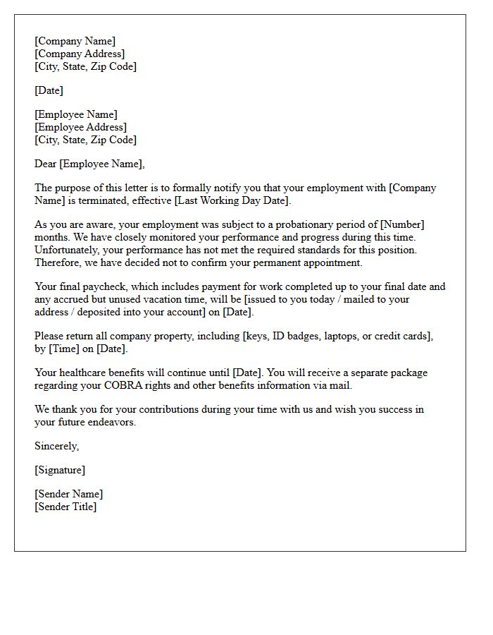 Unsuccessful Completion Of Probationary Period Termination Letter