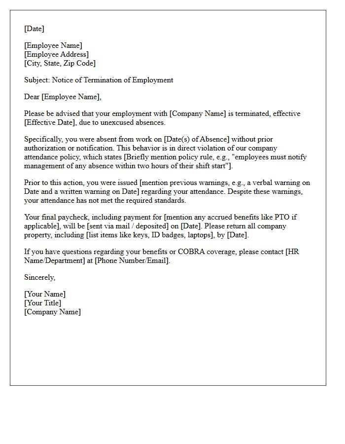Unexcused Absence Dismissal Letter