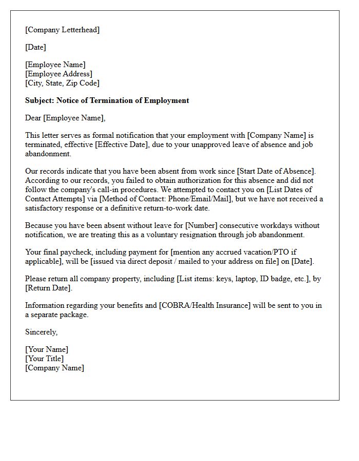 Unapproved Leave of Absence Termination Letter