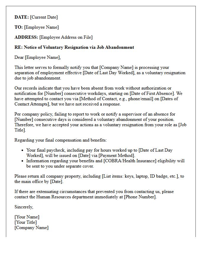 Voluntary Resignation Via Job Abandonment Letter