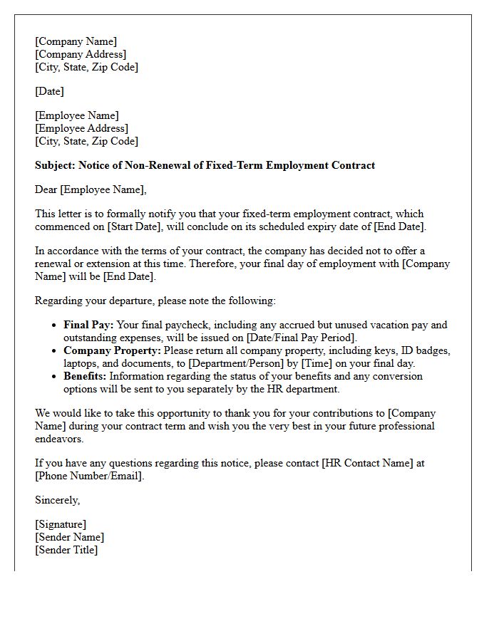 Fixed-Term Contract Non-Renewal Letter