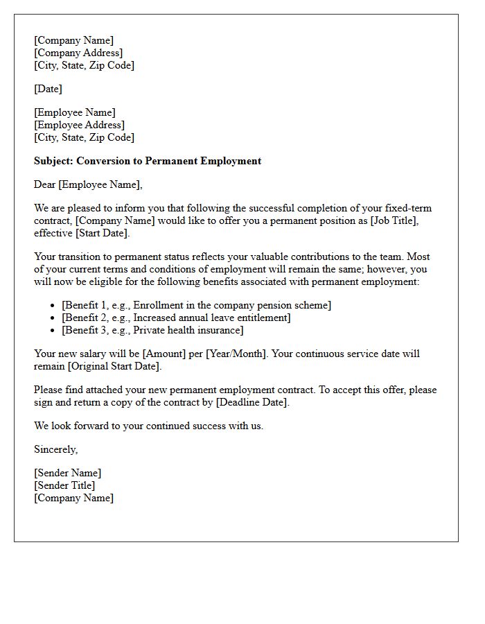 Fixed-Term Contract Permanent Conversion Letter