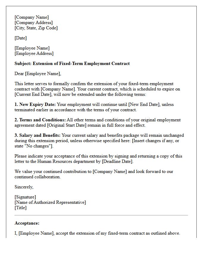 Fixed-Term Contract Extension Agreement Letter