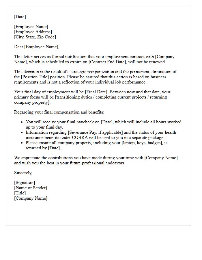 Position Elimination Contract Non-Renewal Letter