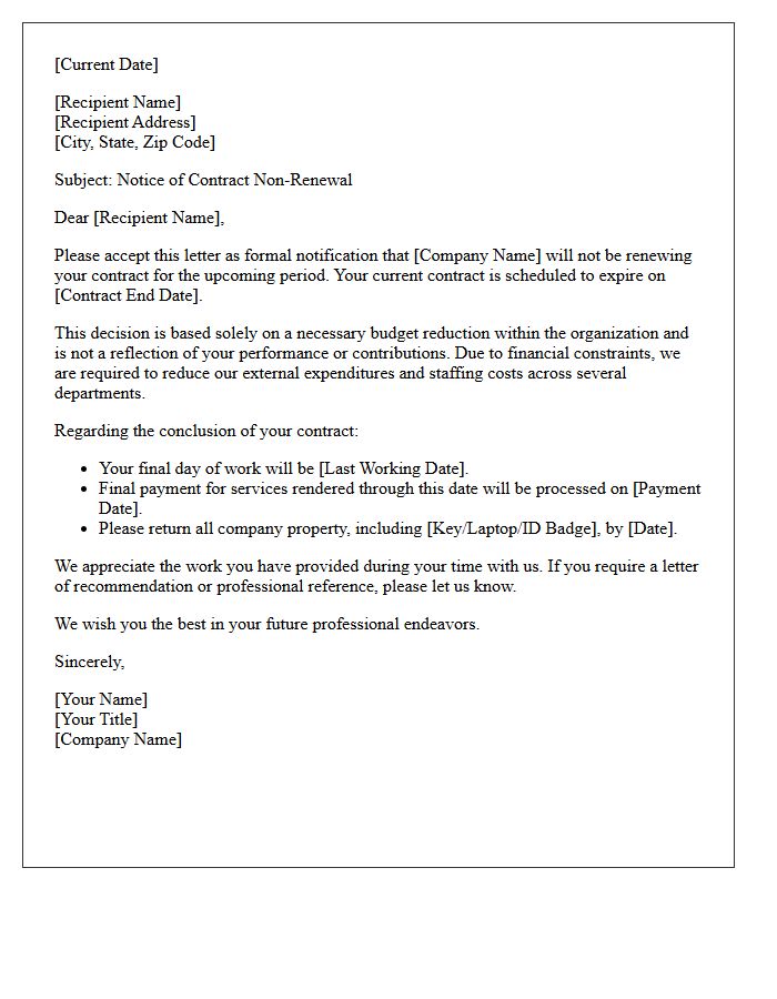 Budget Reduction Contract Non-Renewal Letter