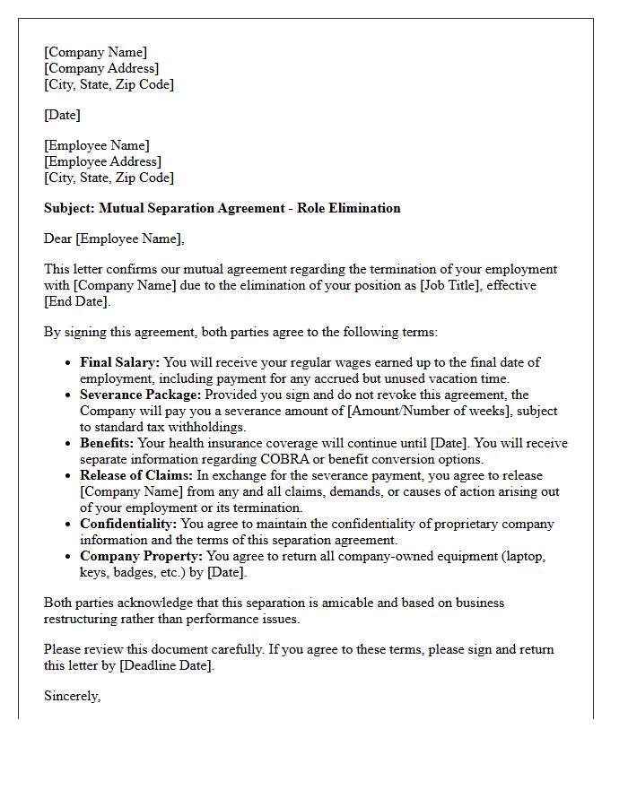 Role Elimination Mutual Agreement Letter