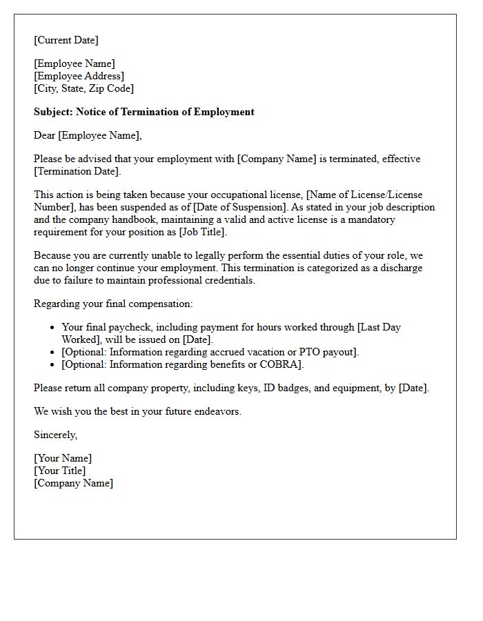 Suspended Occupational License Termination Letter