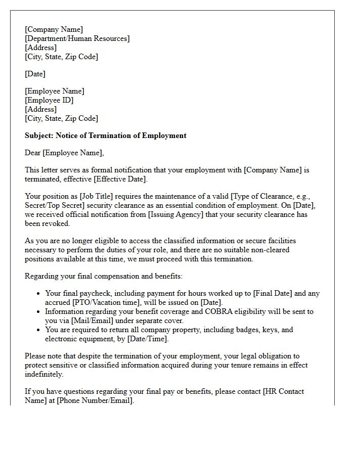 Revocation of Essential Security Clearance Termination Letter