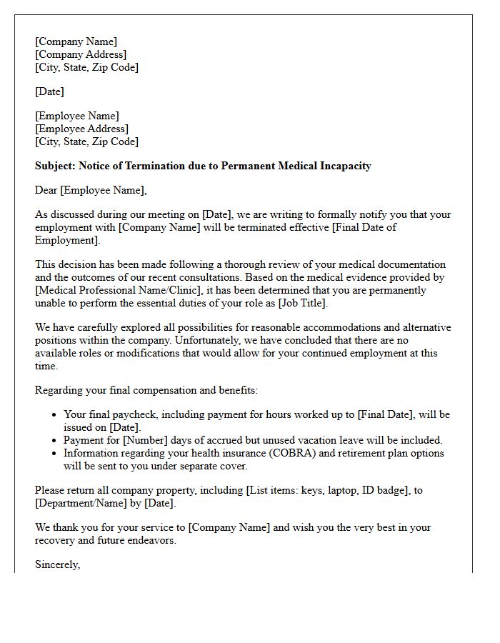 Permanent Medical Incapacity Termination Letter