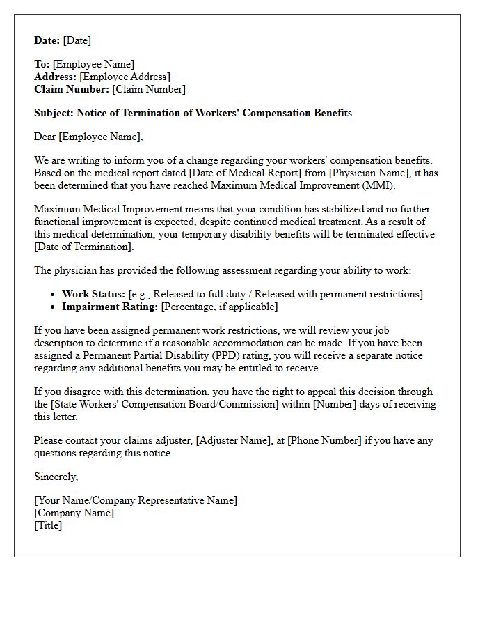 Workers Compensation Maximum Medical Improvement Termination Letter