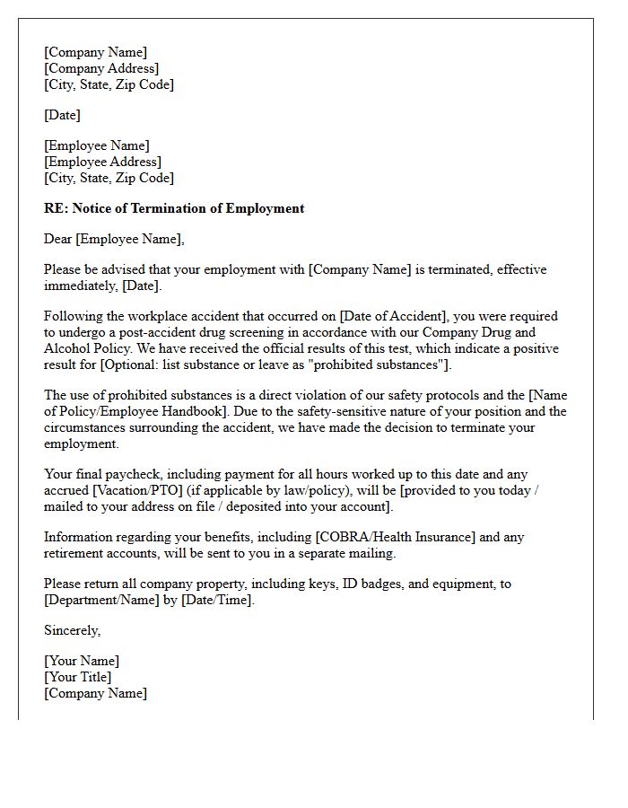 Post-Accident Failed Drug Test Termination Letter