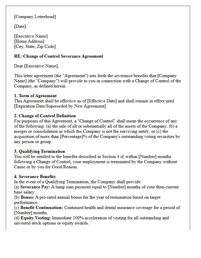 Change of Control Executive Severance Letter