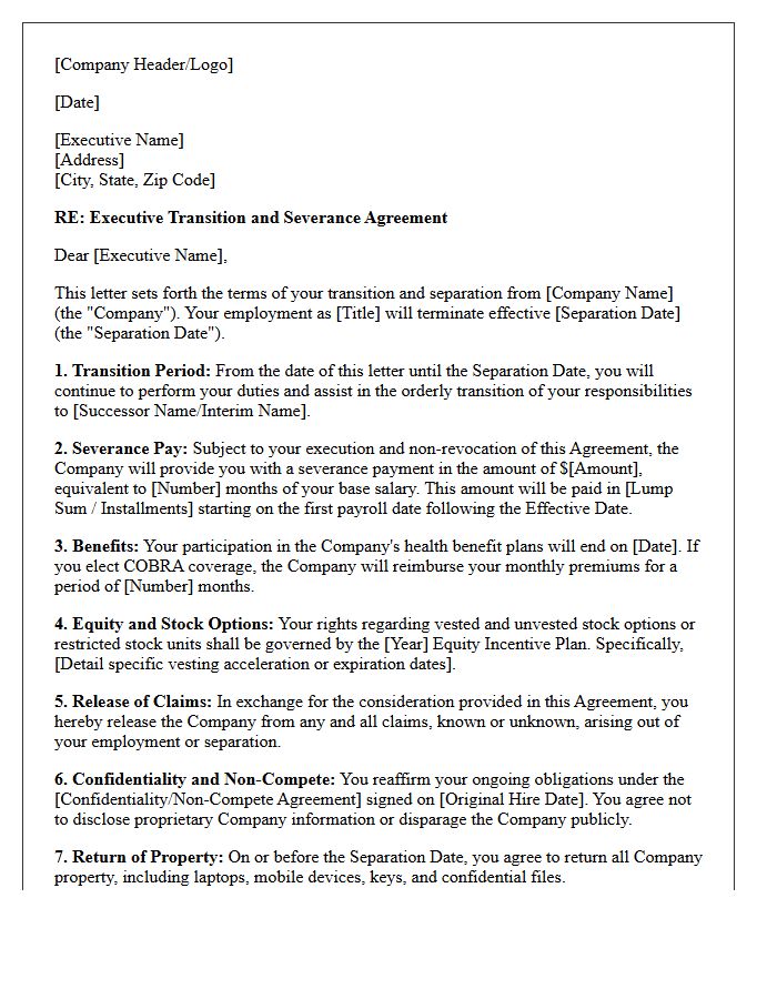 Executive Transition and Severance Agreement Letter