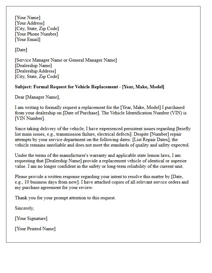 Dealership Vehicle Replacement Letter
