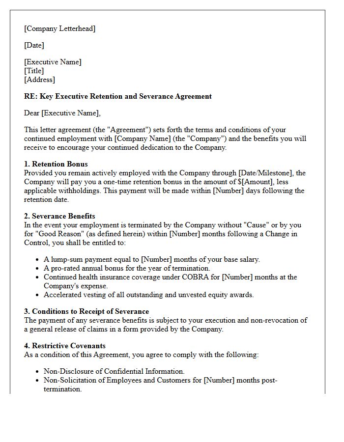 Key Executive Retention and Severance Agreement Letter