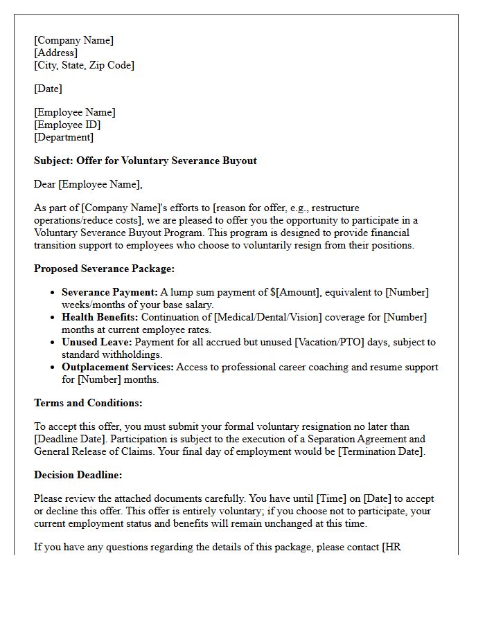 Voluntary Severance Buyout Offer Letter