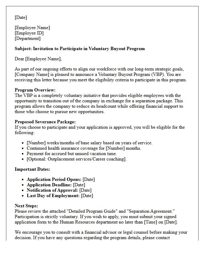 Voluntary Buyout Program Invitation Letter