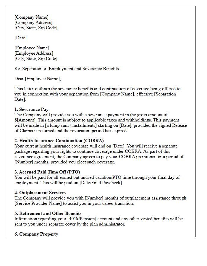 Severance Benefits and Continuation Letter