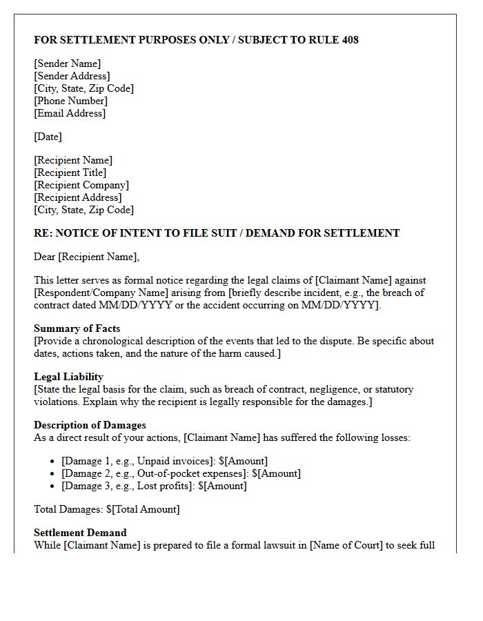 Pre-Suit Settlement Demand Letter