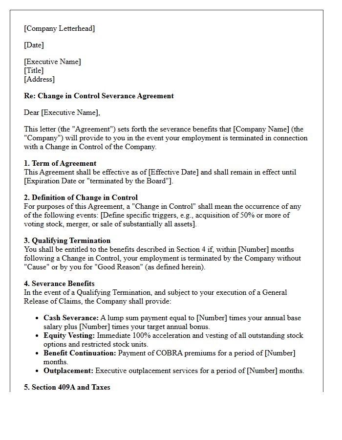Executive Change In Control Severance Letter