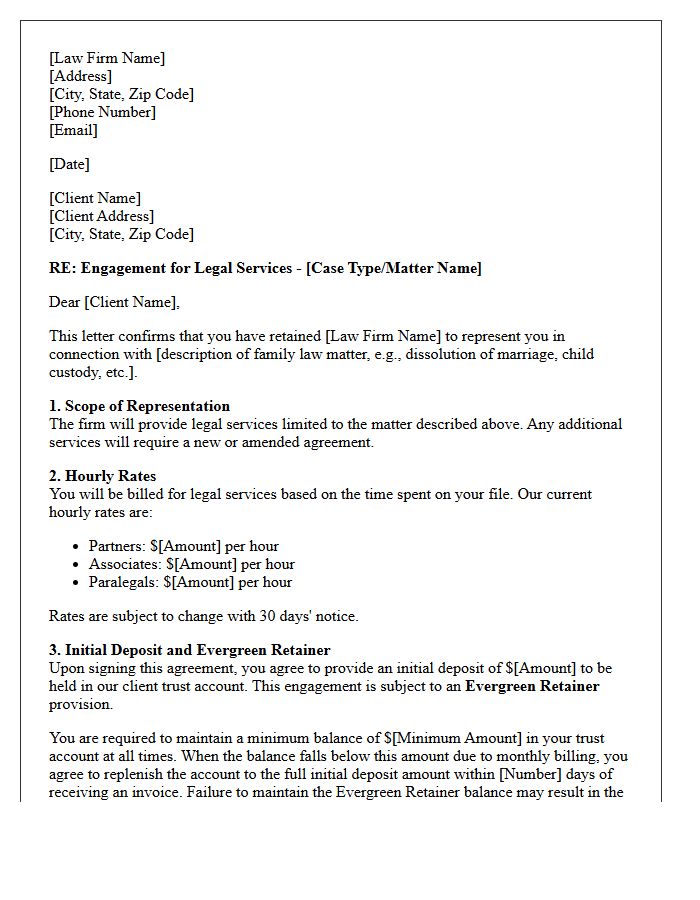Family Law Evergreen Retainer Engagement Letter
