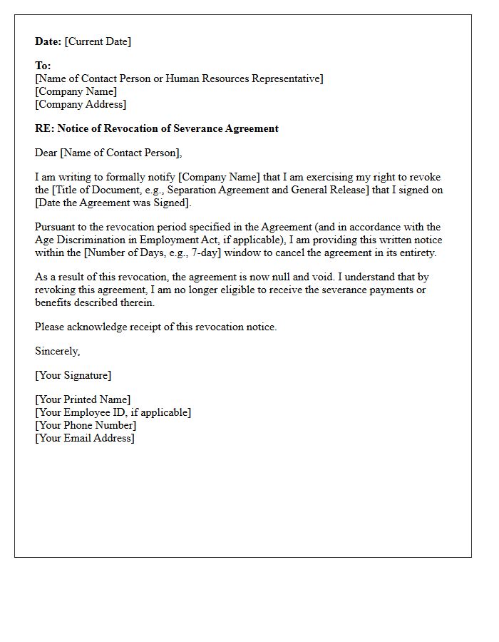 Final Severance Agreement Revocation Letter