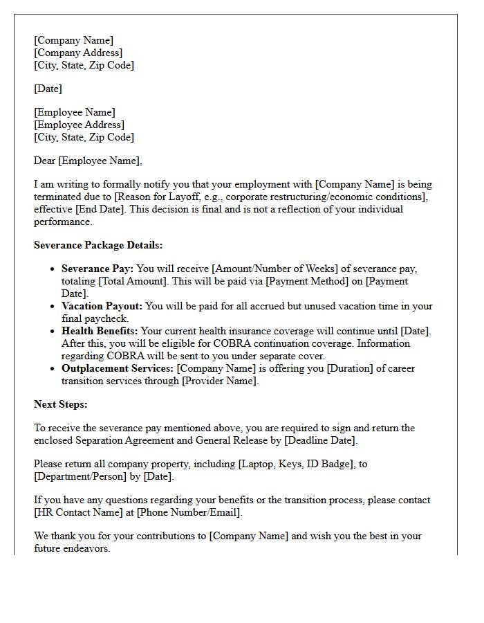 Layoff Notification and Severance Details Letter