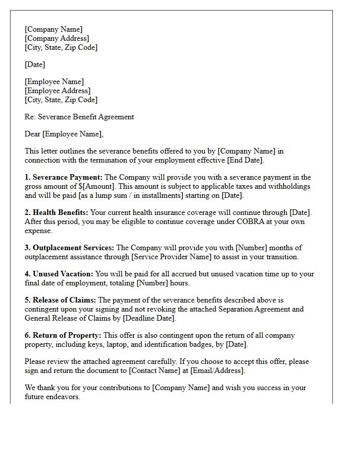 Post Employment Severance Benefit Letter