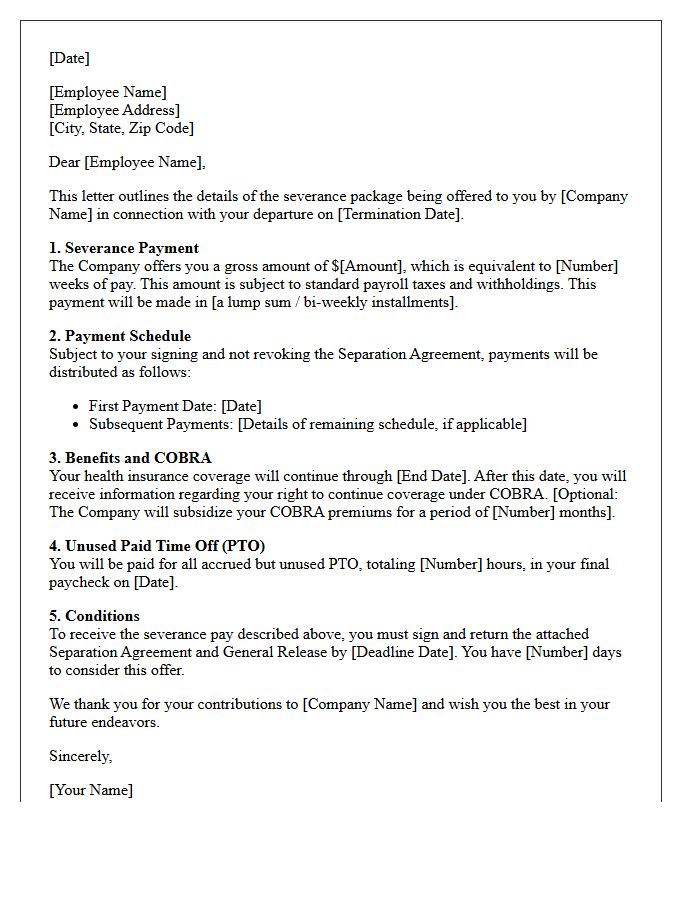 Severance Package Offer and Schedule Letter