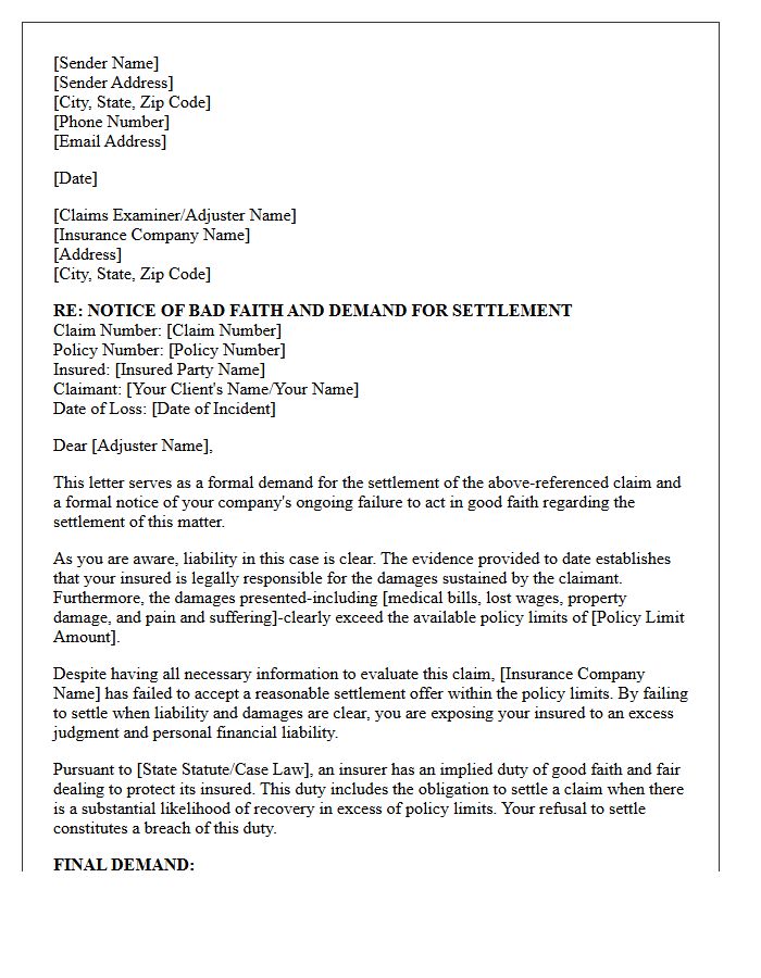 Third-Party Bad Faith Failure to Settle Demand Letter