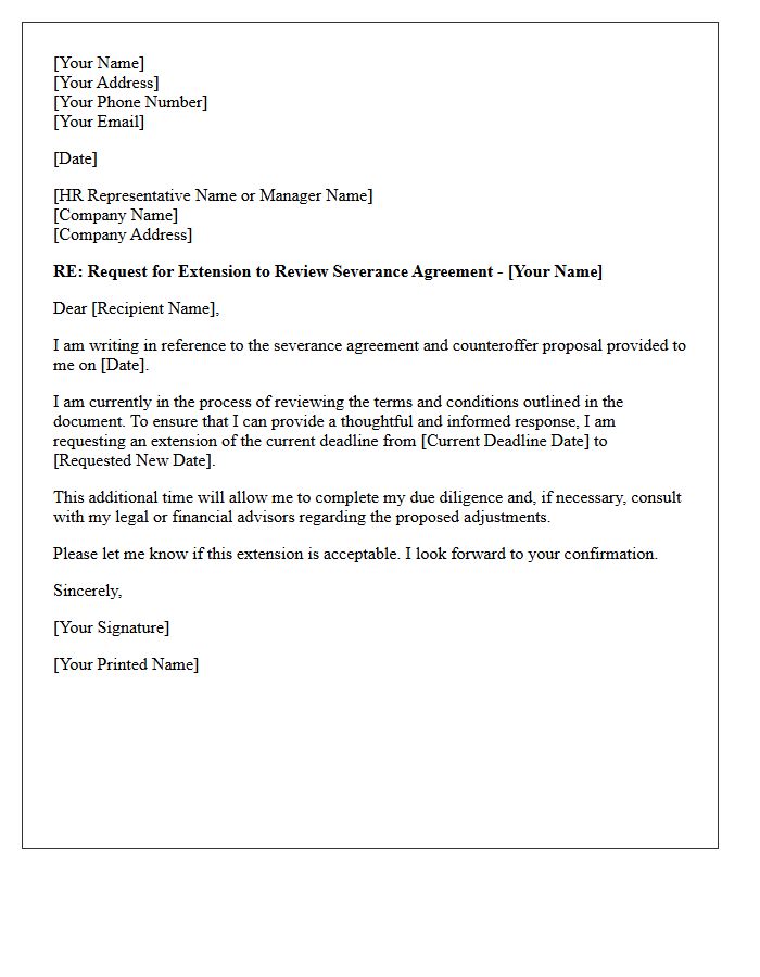 Review Extension Severance Counteroffer Response Letter