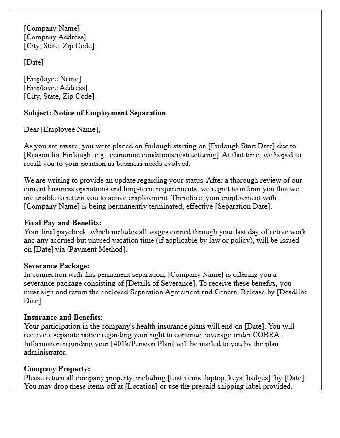 Furlough Status Update and Permanent Severance Letter