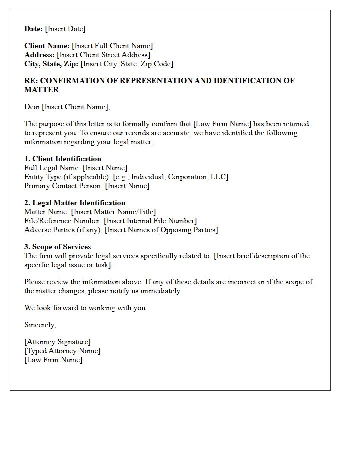 Identification Of Client And Legal Matter